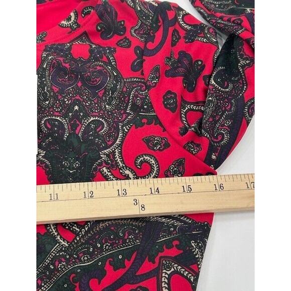 NWT Lauren Ralph Lauren Sheath Dress Paisley Jersey Long Sleeeve Red Multi Sz 6 - Picture 8 of 12